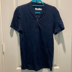 Topman zipper polo in blue